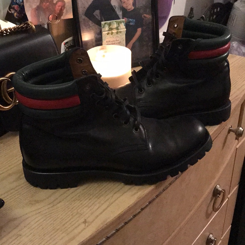 Authentic Black Gucci combat boots
